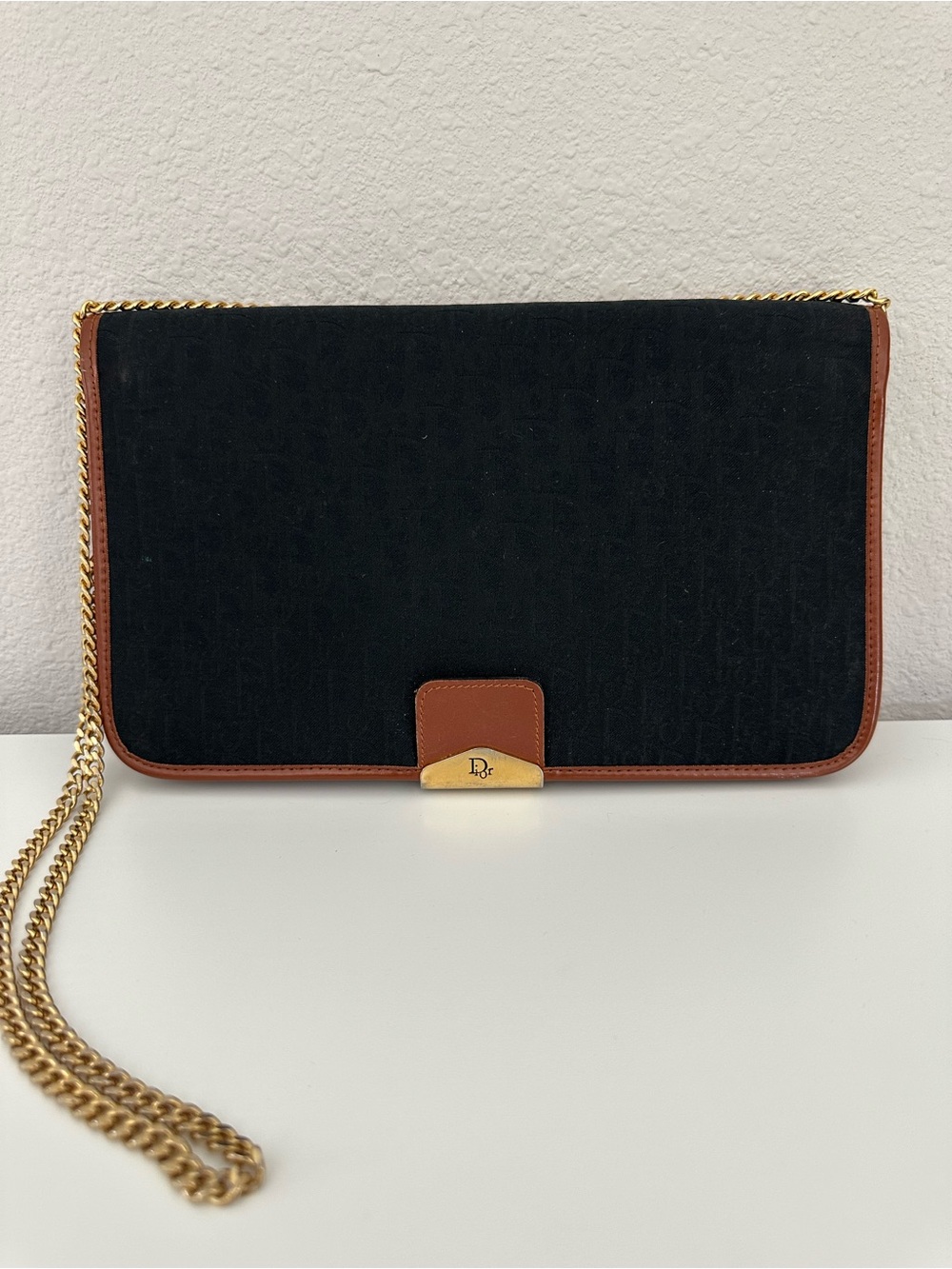 Vintage Dior Black Monogram Chain 
Handbag